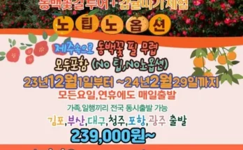 알뜰 쇼핑족 주목!! 제주여행 3박 4일 추천상품